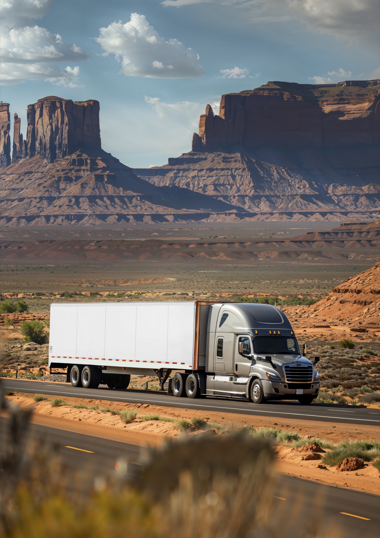 Cargo truck on an open road